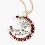 Garnet Flying Witch Pendant With White Topaz 1.22 Carats Gold Plated Silver
