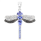 Tanzanite Dragonfly Pendant With White Topaz 1.82 Carats Sterling Silver