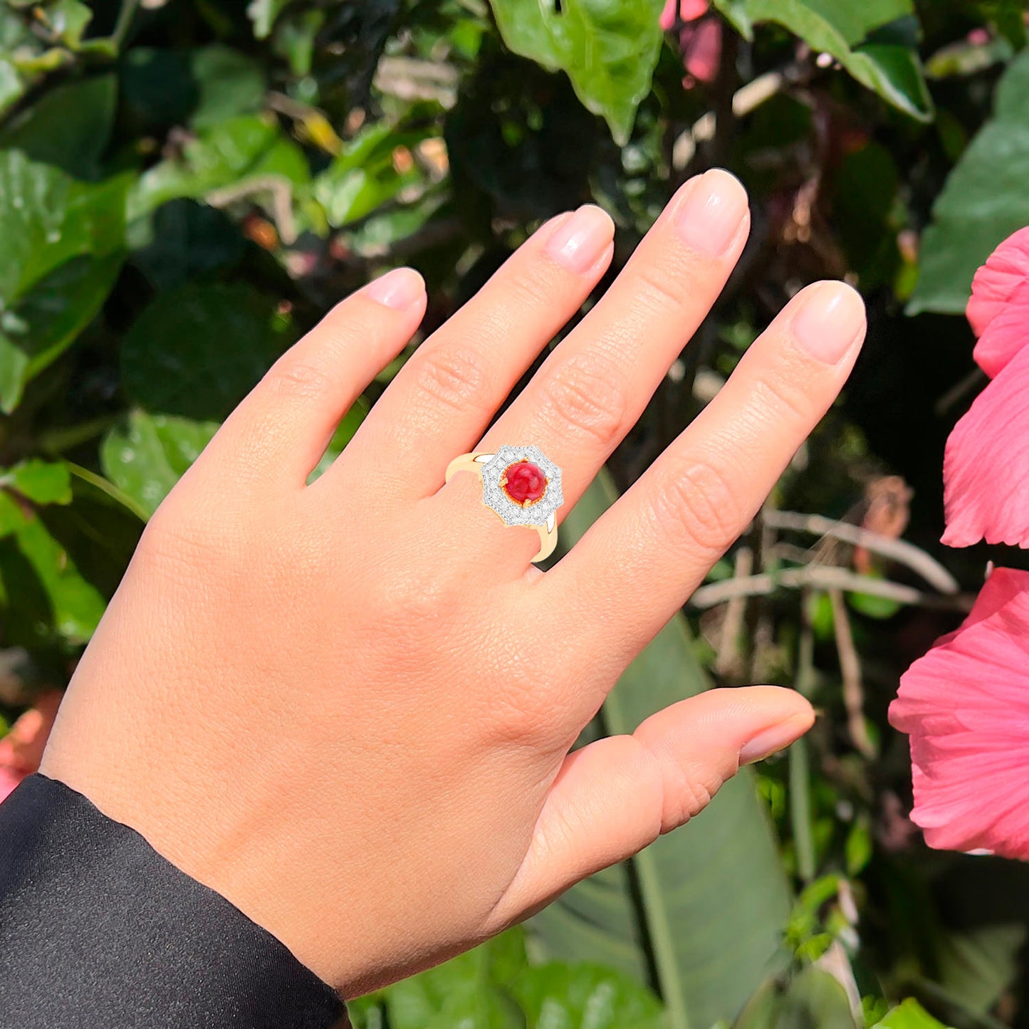 Ruby Ring With Diamonds 2.01 Carats 14K Yellow Gold