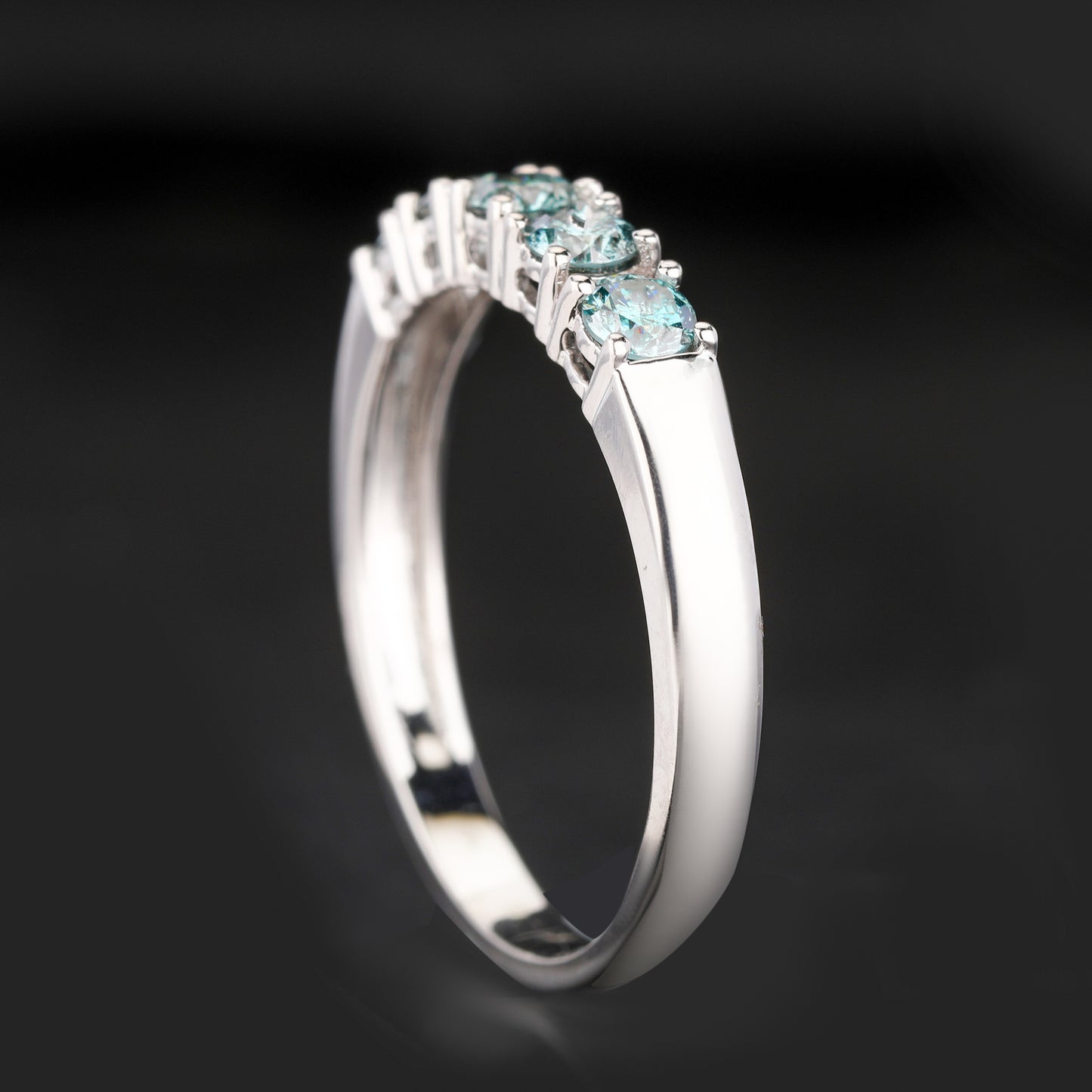 Blue Diamond Ring 0.5 Carats 9K White Gold