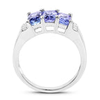 Tanzanite Ring With Diamonds 1.6 Carats Sterling Silver