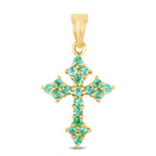 Zambian Emerald Cross Pendant 1.04 Carats Gold Plated Silver