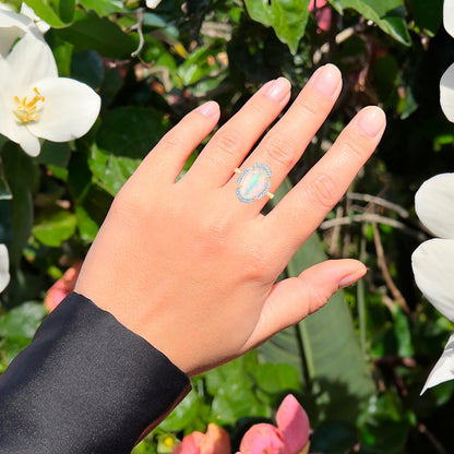 Ethiopian Opal Ring Diamonds 4.1 Carats 14K Yellow Gold