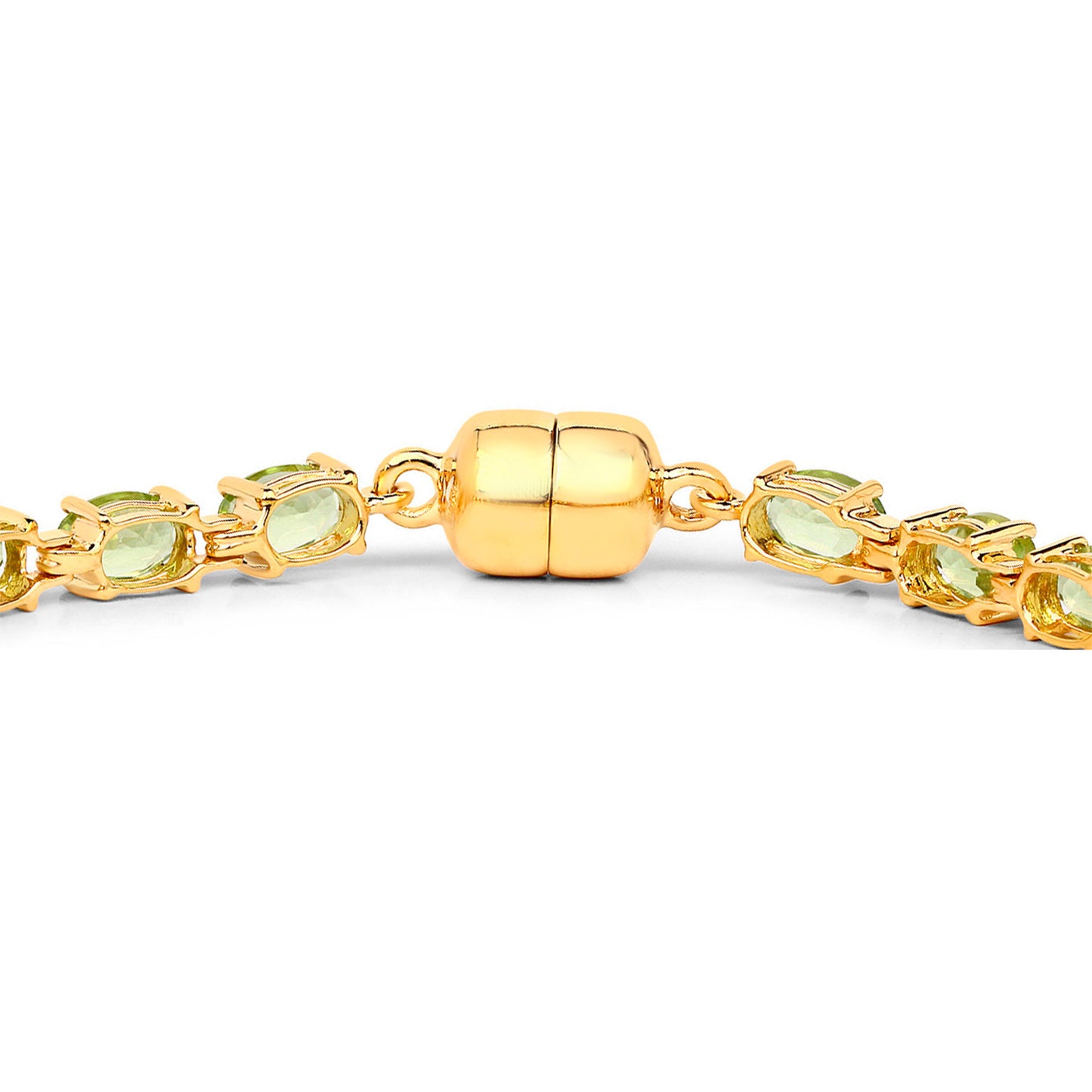 Peridot Tennis Bracelet 9.02 Carats Gold Plated Silver