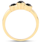 Black Diamond Ring 1.14 Carats Gold Plated Silver