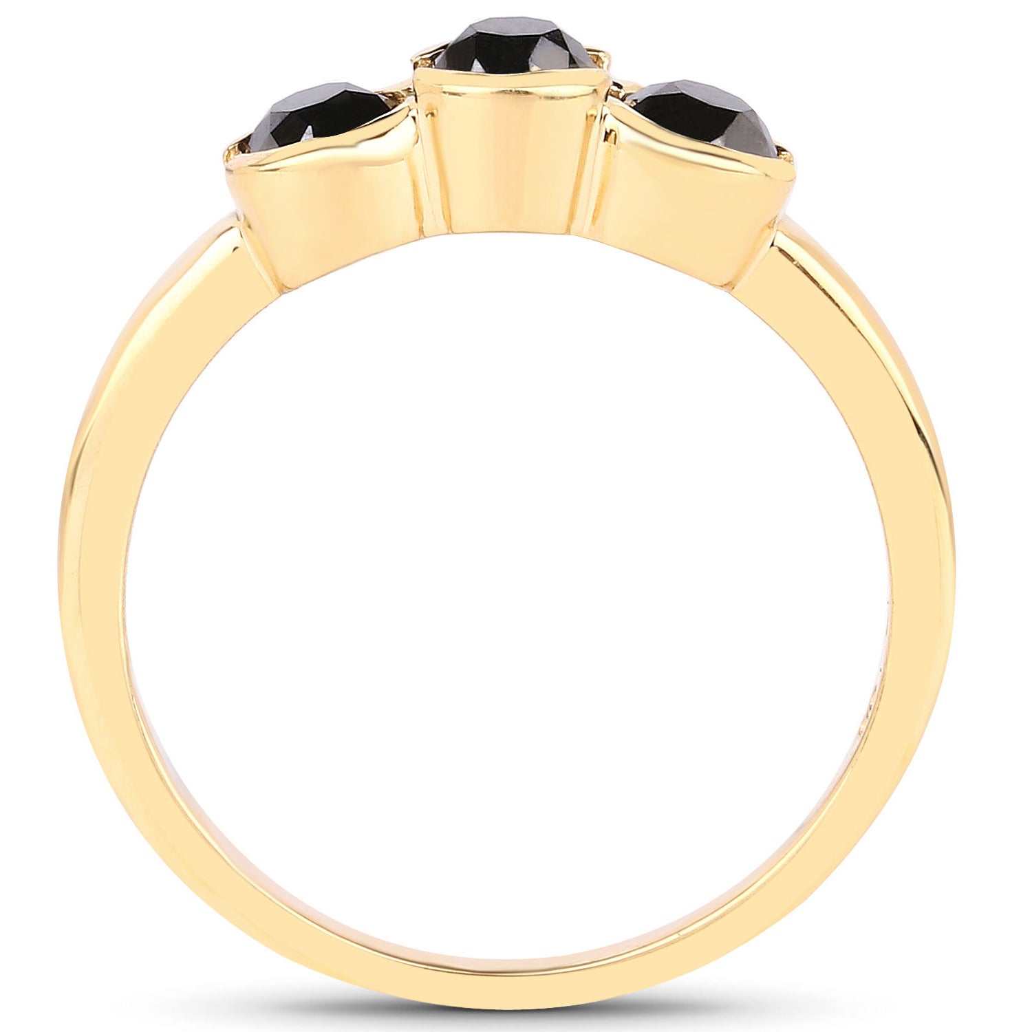 Black Diamond Ring 1.14 Carats Gold Plated Silver