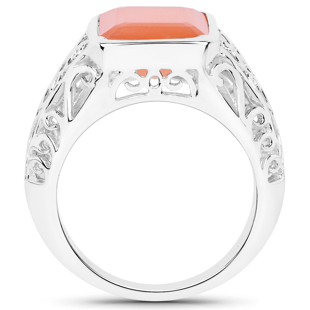 Peach Moonstone Ring 5.74 Carats Sterling Silver