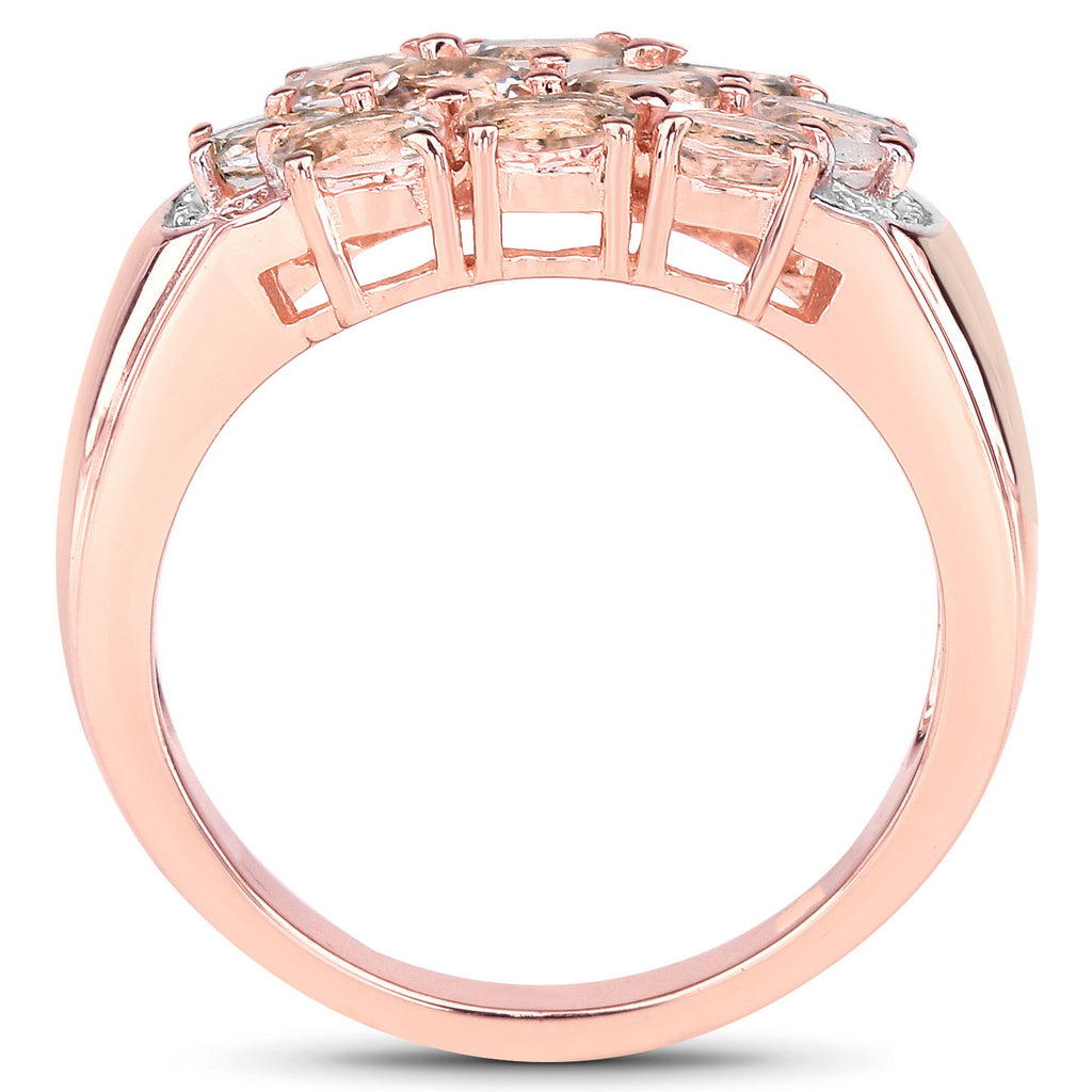 Morganite Ring 1.48 Carats Gold Plated Silver