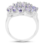 Tanzanite Flower Ring 3.28 Carats Sterling Silver