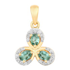 Alexandrite Flower Pendant With Diamonds 0.5 Carats 18K Yellow Gold