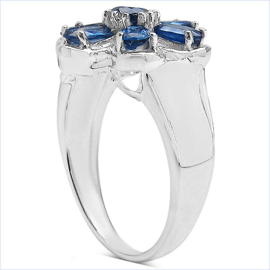Blue Sapphire Ring 1.76 Carats Sterling Silver