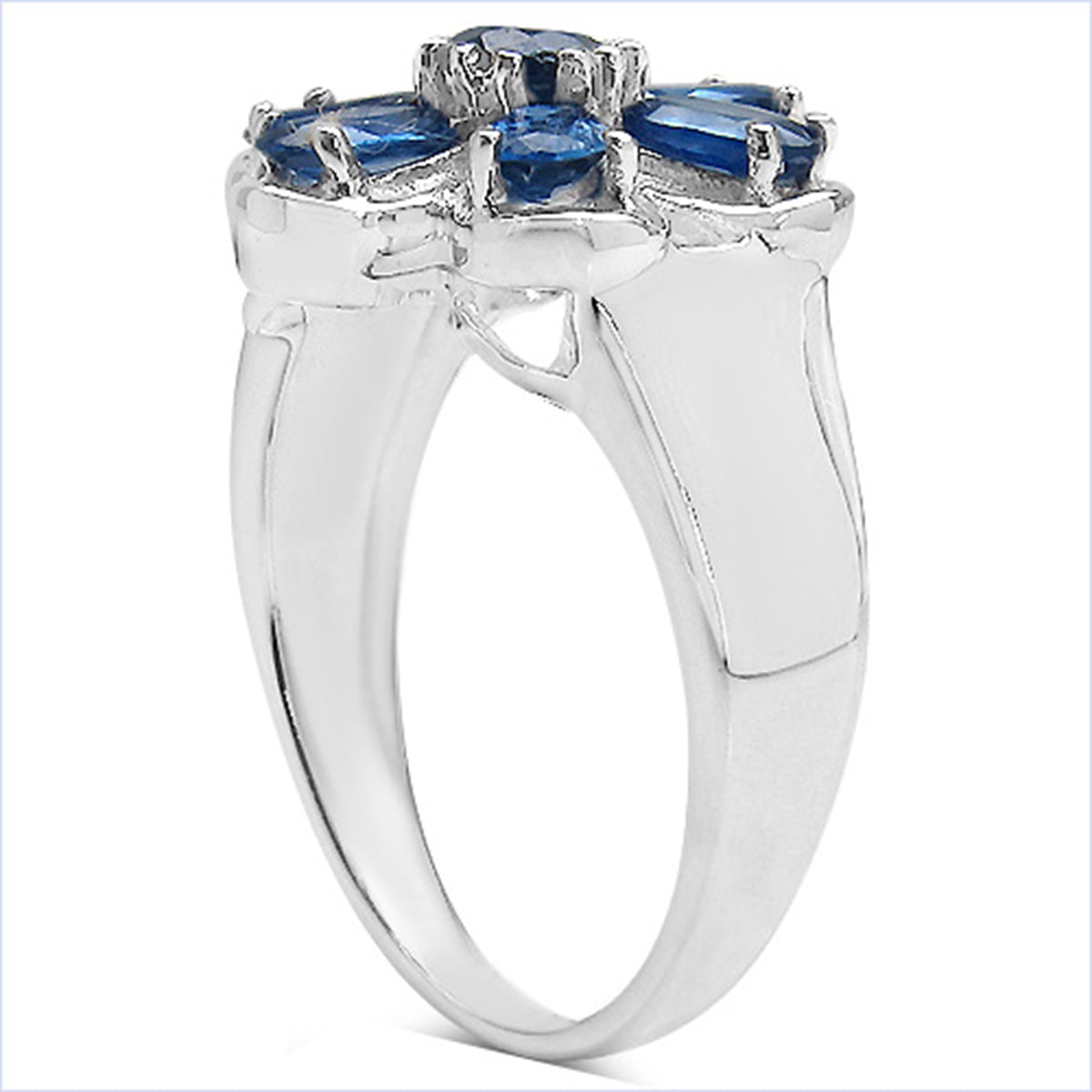 Blue Sapphire Ring 1.76 Carats Sterling Silver