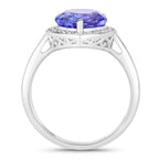 Tanzanite Heart Ring With Diamonds 2.36 Carats 14K White Gold