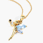 Blue Topaz Fairy Pendant With White Topaz 0.76 Carats Gold Plated Silver