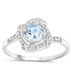 Aquamarine Ring With Diamonds 0.42 Carats 14K White Gold