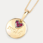 Ruby Mom Pendant 0.18 Carats Gold Plated Silver