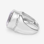 Crystal Quartz Ring With Diamonds 5.34 Carats Sterling Silver