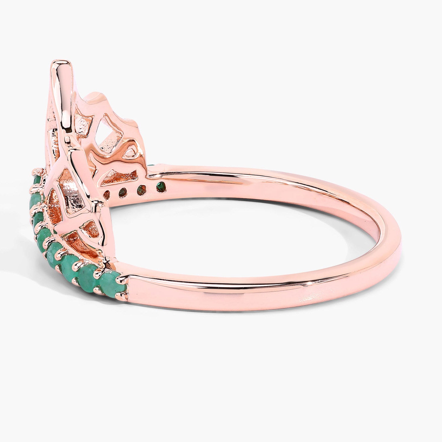 Emerald Spider Web Ring 0.24 Carats Gold Plated Silver