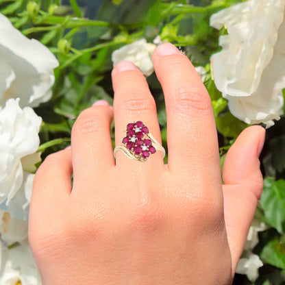 Natural Mozambique Ruby Ring With Diamonds 1.78 Carats 9K Yellow Gold