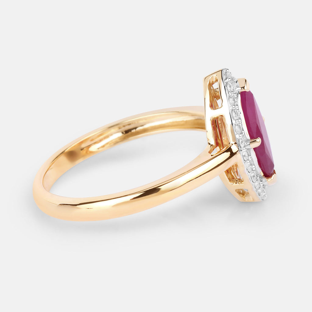 Ruby Ring With Diamonds 1.54 Carats 14K Yellow Gold