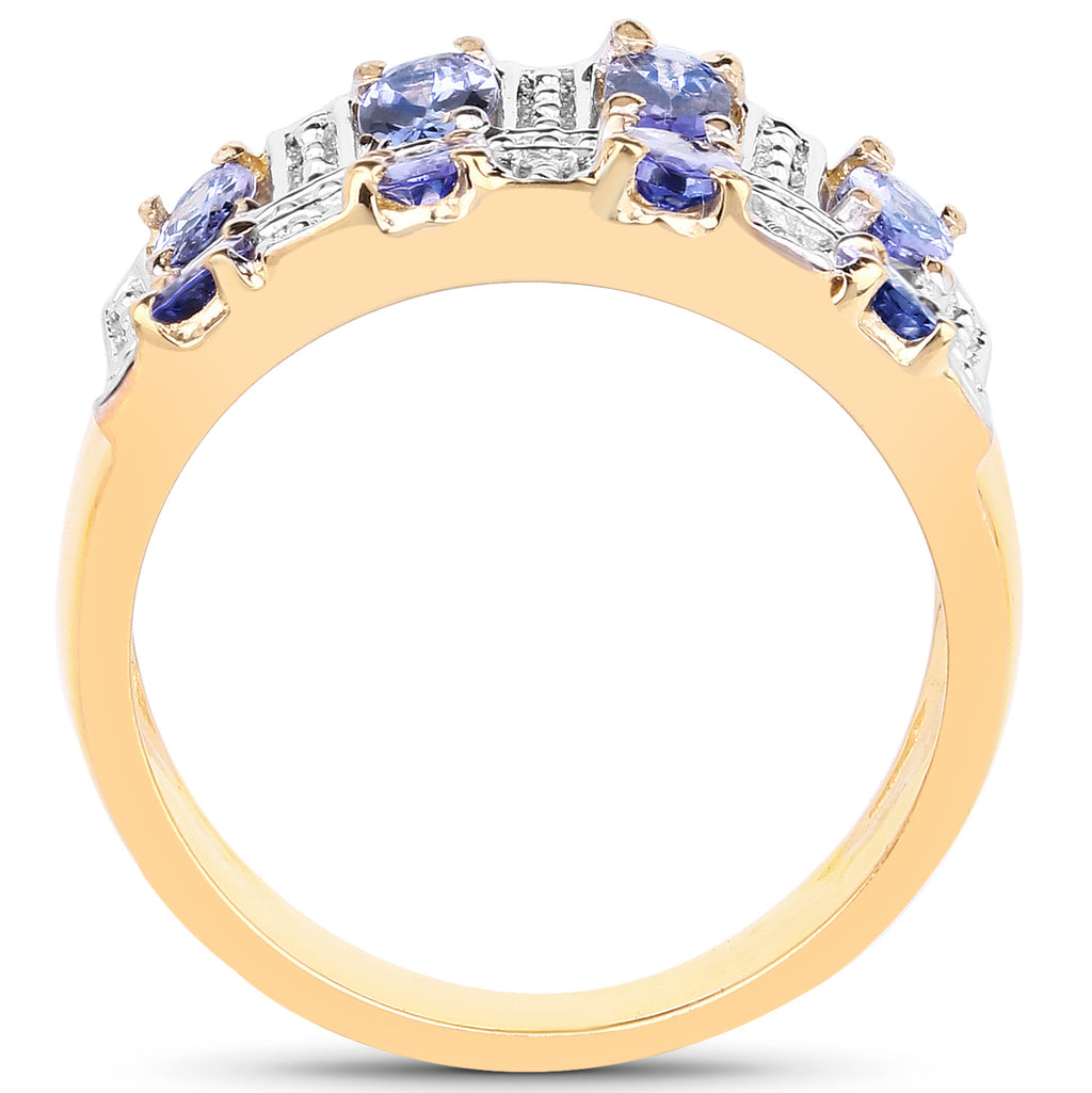 Tanzanite Ring 1.64 Carats Gold Plated Silver