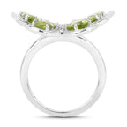 Peridot Butterfly Ring With White Topaz 4.47 Carats Sterling Silver