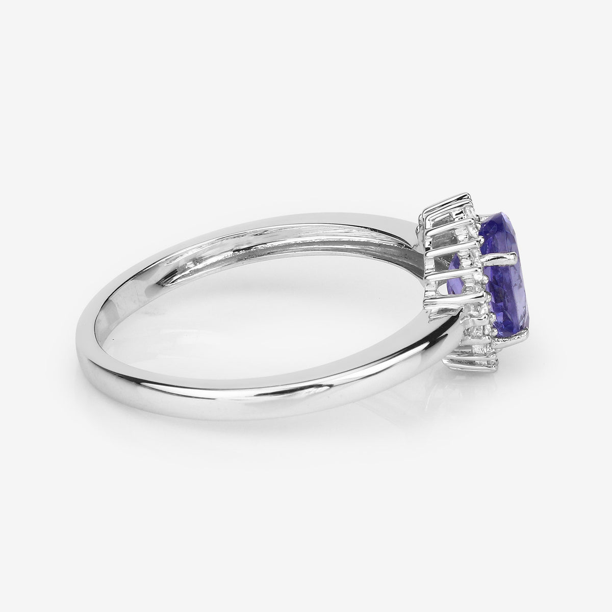 Tanzanite Ring With Diamonds 0.84 Carats 14K White Gold