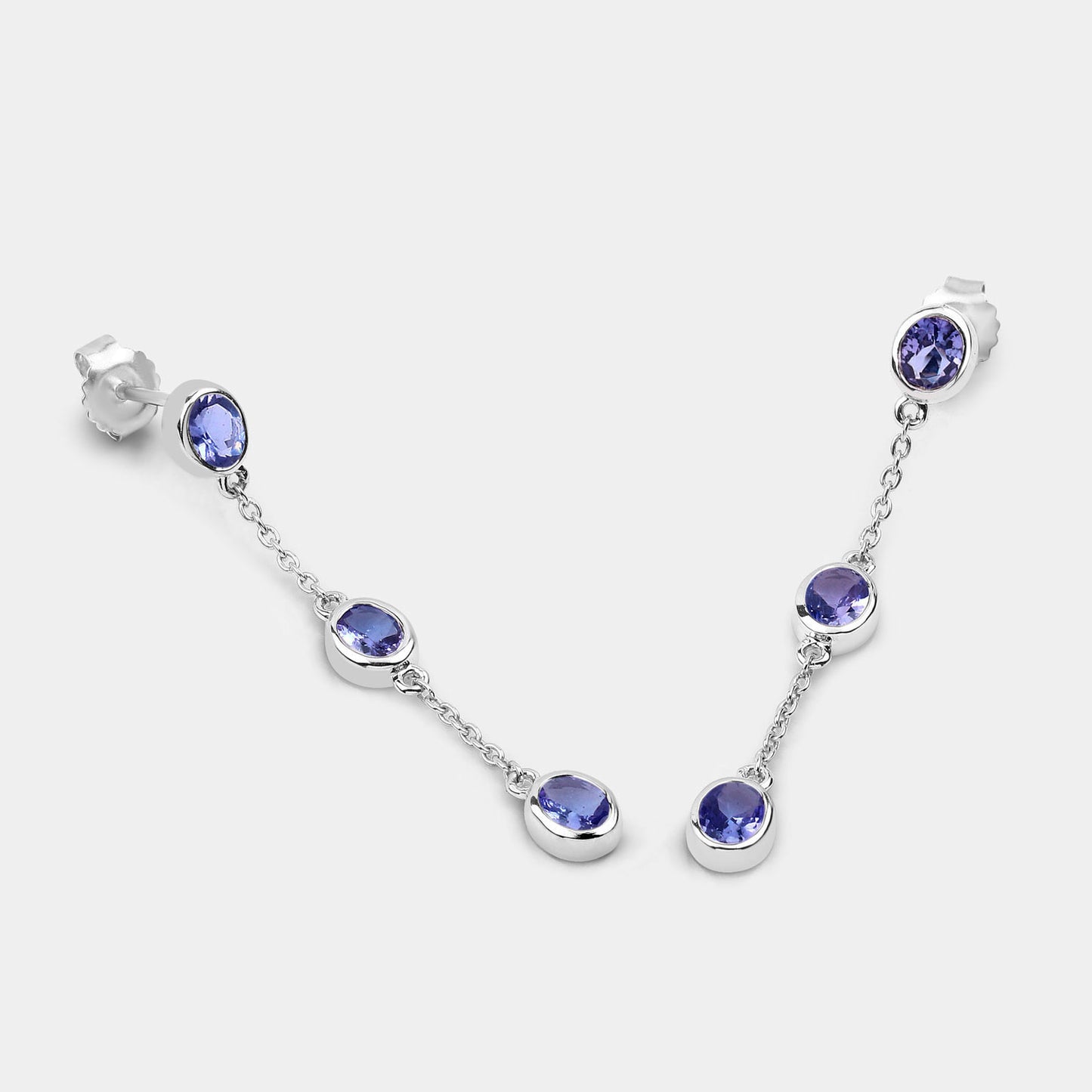 Natural Tanzanite Earrings 1.96 Carats Sterling Silver