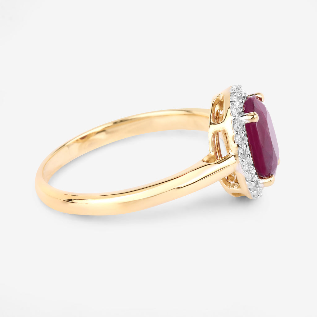 Ruby Ring With Diamonds 1.56 Carats 10K Yellow Gold