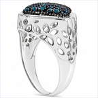 Blue Diamond Ring 0.52 Carats Sterling Silver