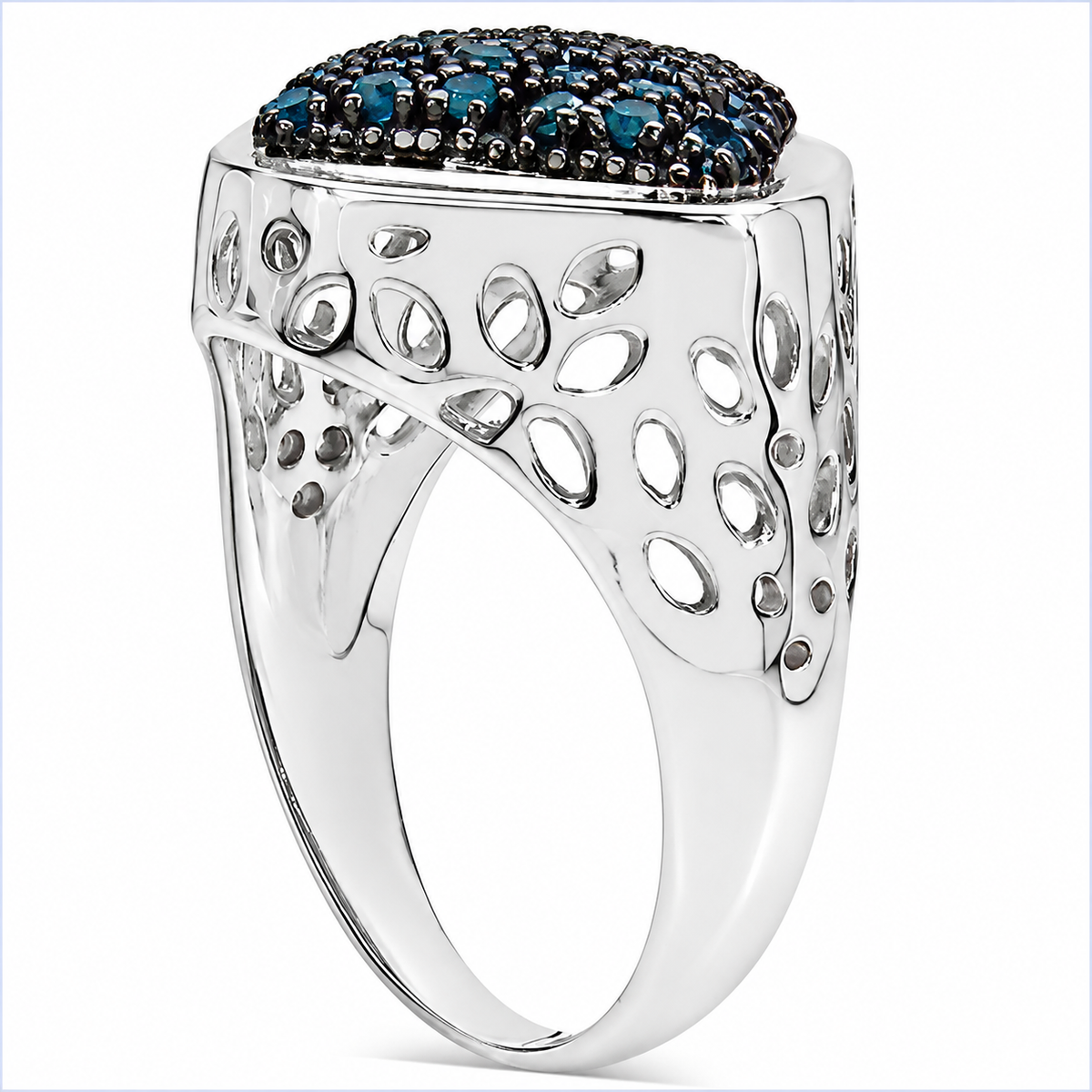 Blue Diamond Ring 0.52 Carats Sterling Silver
