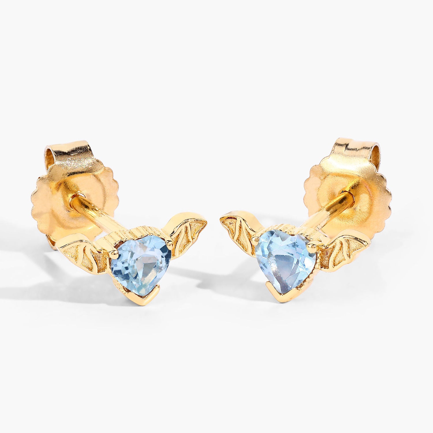 Blue Topaz Bat Stud Earrings 0.38 Carats Gold Plated Silver