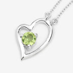 Peridot Heart Necklace 0.5 Carats Sterling Silver