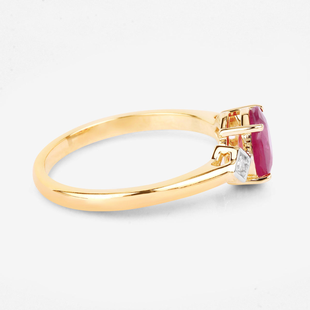 Ruby Ring With Diamonds 1.2 Carats 14K Yellow Gold