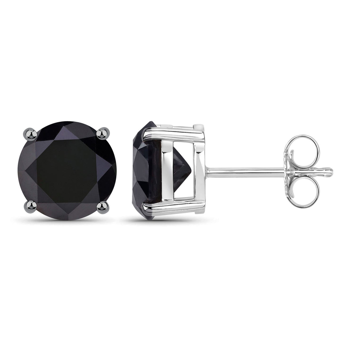 Black Diamond Earrings 3.06 Carats 14K White Gold