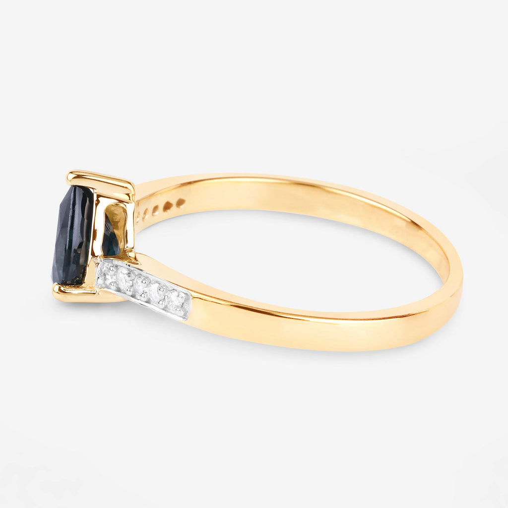 Blue Sapphire Ring With Diamonds 0.83 Carats 14K Yellow Gold