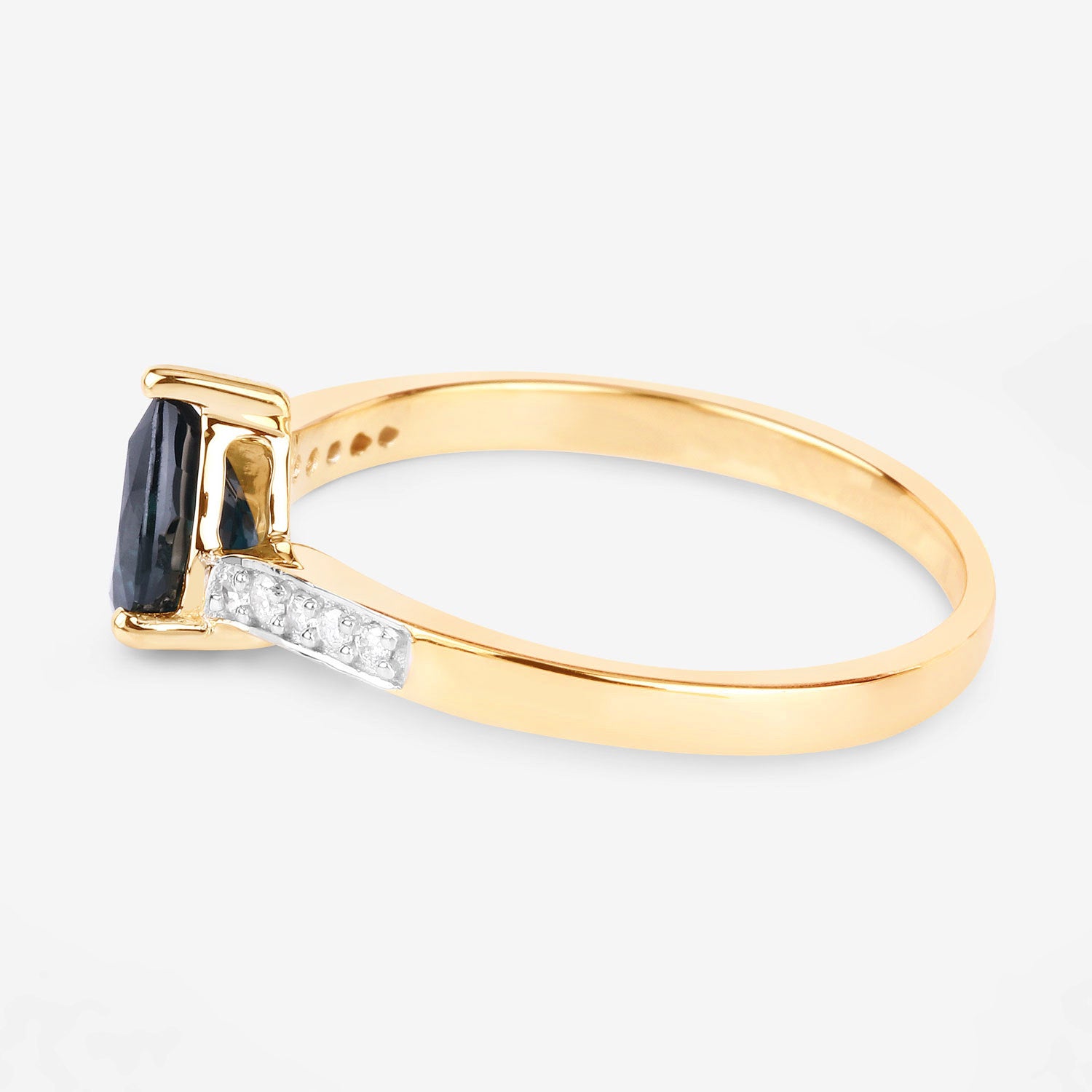 Blue Sapphire Ring With Diamonds 0.83 Carats 14K Yellow Gold