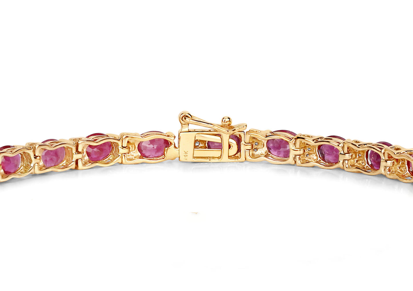 Natural Ruby Bracelet With Diamonds 7.72 Carats 14K Yellow Gold
