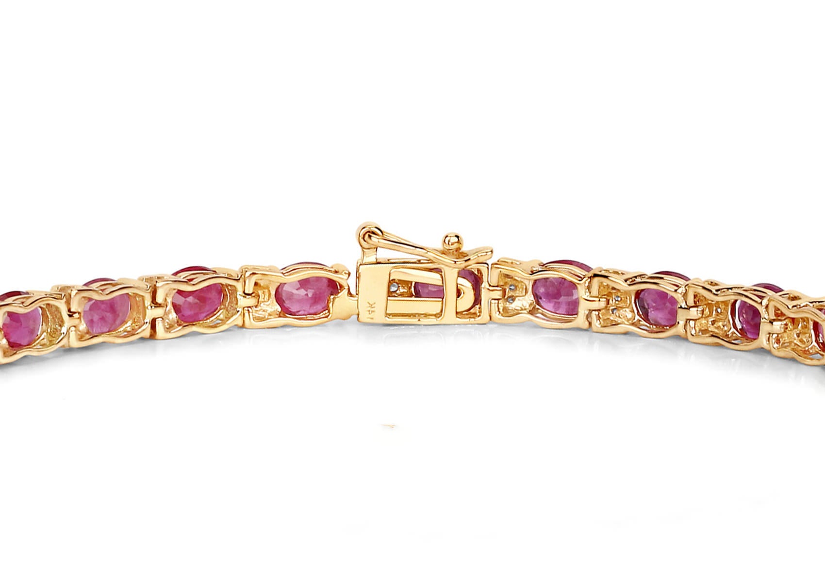 Natural Ruby Bracelet With Diamonds 7.72 Carats 14K Yellow Gold