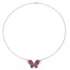 Rhodolite Garnet Butterfly Pendant With White Topaz 4.06 Carats Sterling Silver