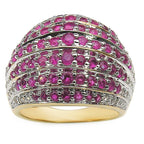 Ruby Ring With White Sapphire 2.78 Carats Gold Plated Silver