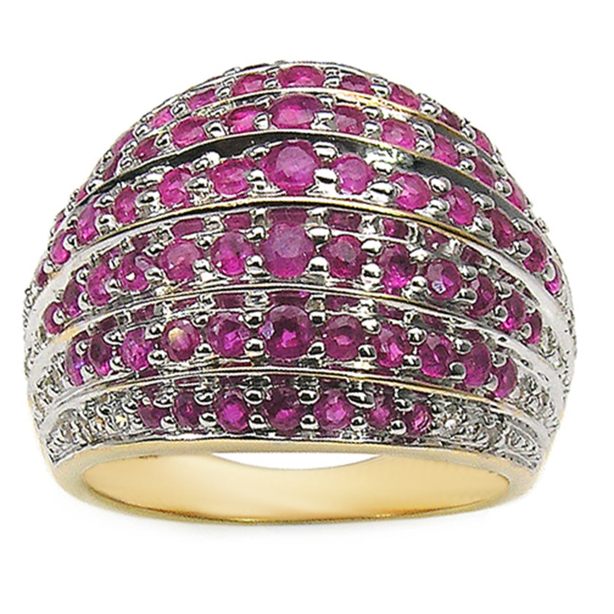 Ruby Ring With White Sapphire 2.78 Carats Gold Plated Silver