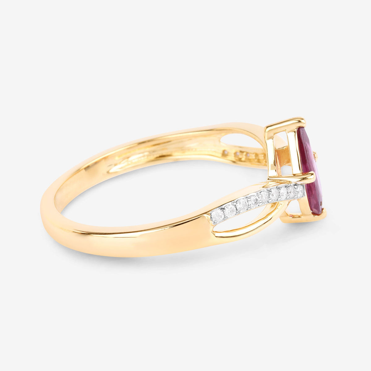 Ruby Ring With Diamonds 0.48 Carats 14K Yellow Gold