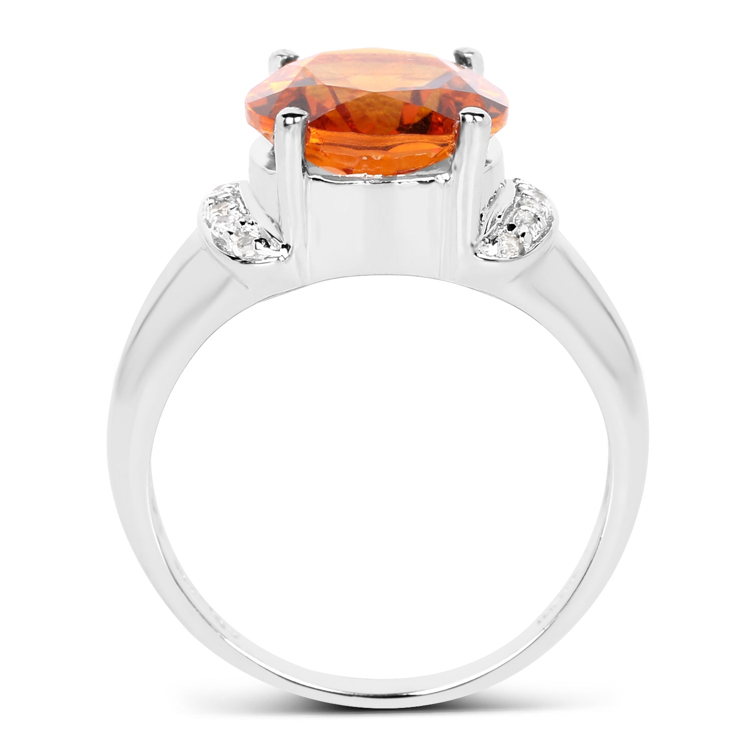 Madeira Citrine Ring With White Topaz 3.9 Carats Sterling Silver