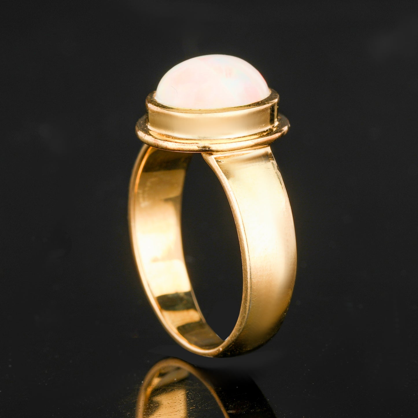 Natural Ethiopian Opal Ring 1.69 Carats Gold Plated Silver