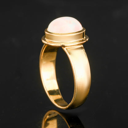 Natural Ethiopian Opal Ring 1.69 Carats Gold Plated Silver