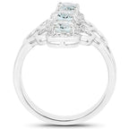 Aquamarine Ring With White Zircon 1.5 Carats Sterling Silver