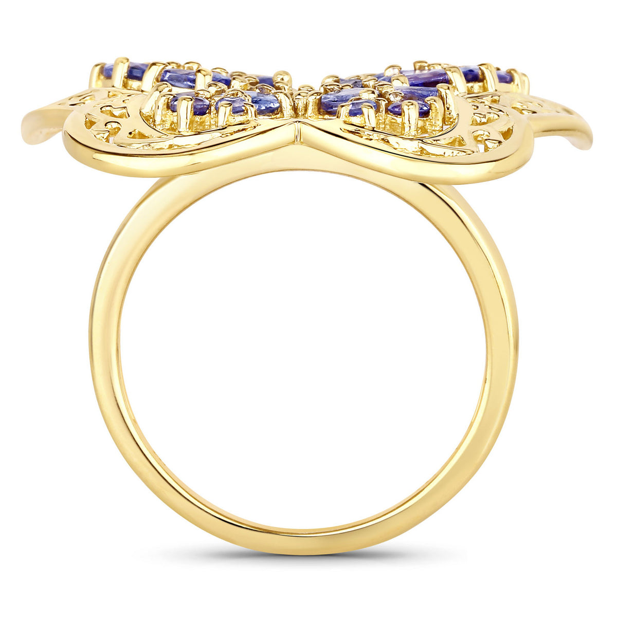 Tanzanite Butterfly Ring 2.4 Carats Gold Plated Silver