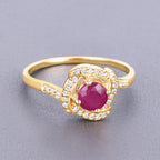 Ruby Ring With Diamonds 0.6 Carats 14K Yellow Gold