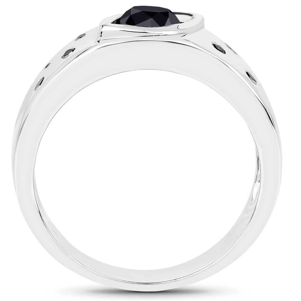 Black Diamond Ring 0.56 Carats Sterling Silver